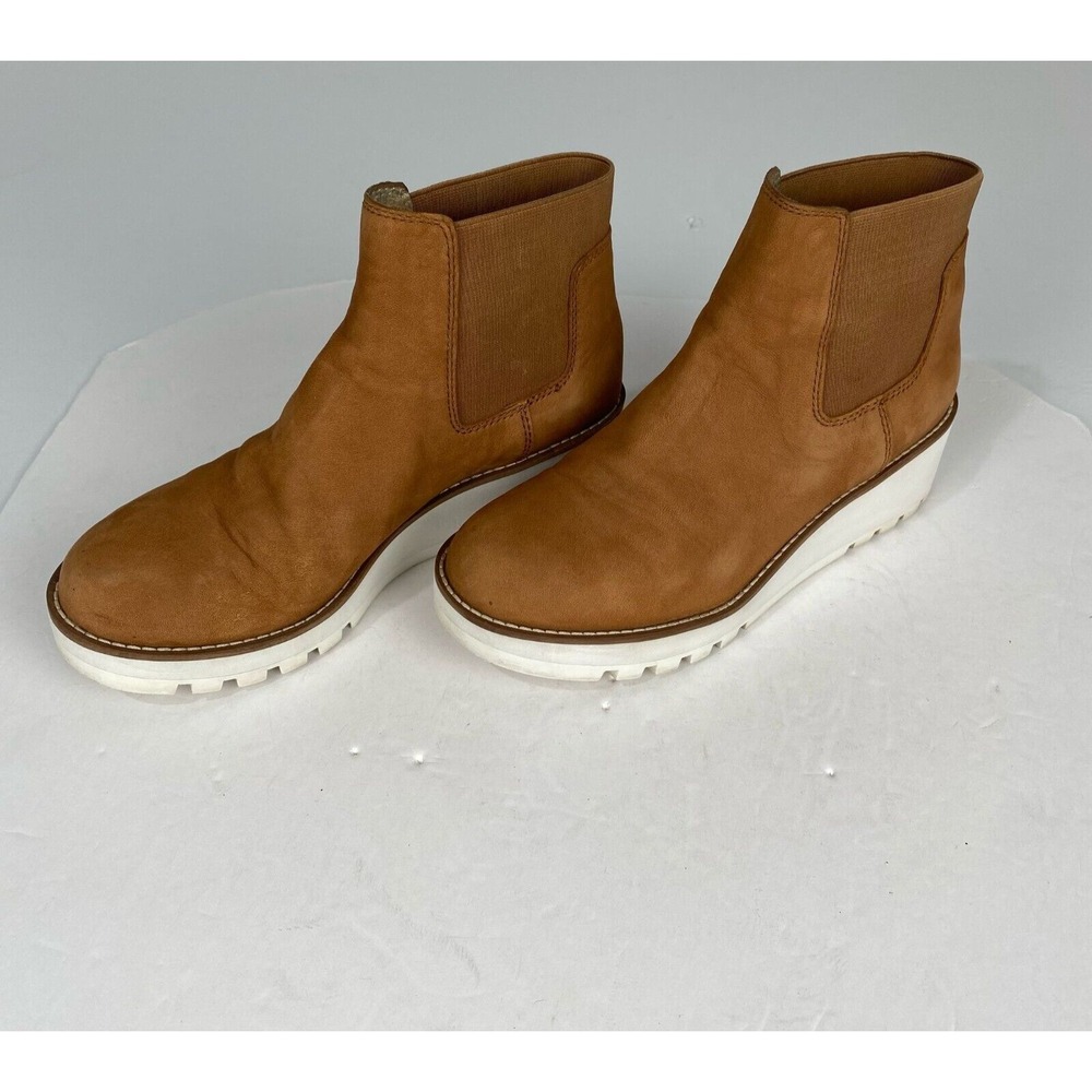 Eileen Fisher Shoes Womens Size 6.5 Brown Suede‎ Wedge Heel Booties.Platform